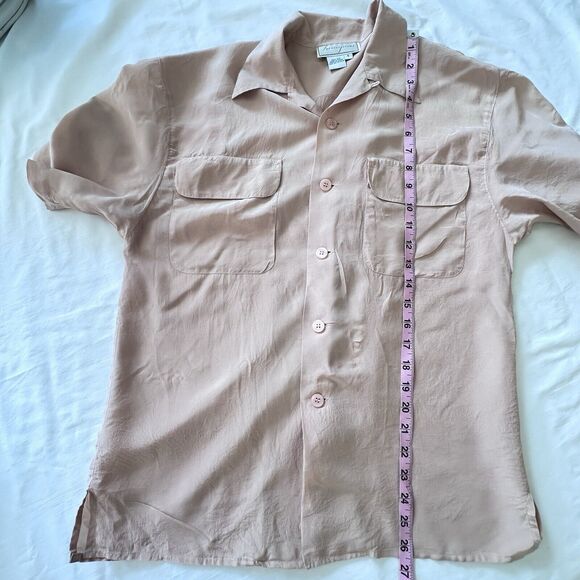 Spencer Jeremy Vintage Blouse Women's Powder Pink 100% Silk short sleeve sz S - Picture 6 of 6